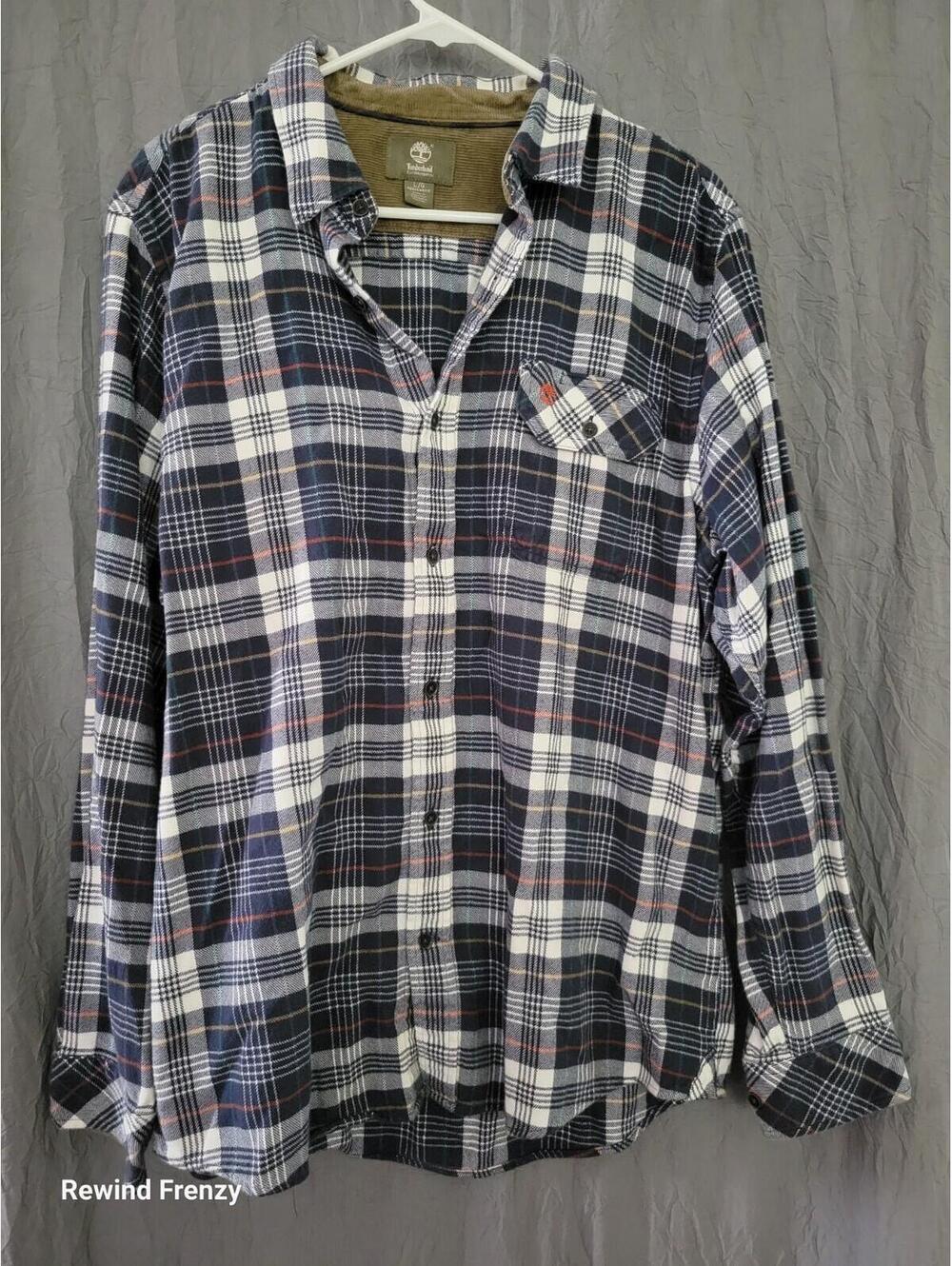 Timberland Earthkeepers Men's Flannel Shirt Jacket Large Plaid Blue